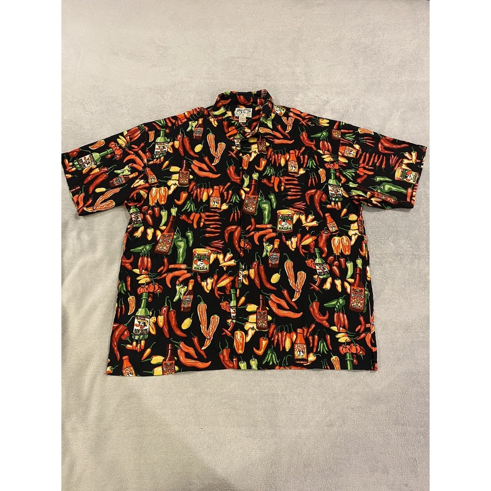 Mens Big Dogs Short‎ Sleeve Button Up Shirt Bad Dog Salsa Hot Stuff Red Rayon 3X